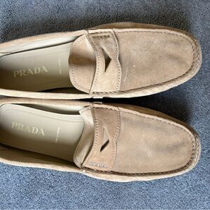 Prada Men's Beige Suede Loafers